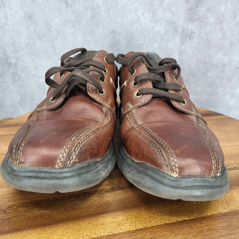 Clarks‎ Oxford Shoes Mens 9 M Brown Leather Bicycle Toe Cotrell Walk Casual